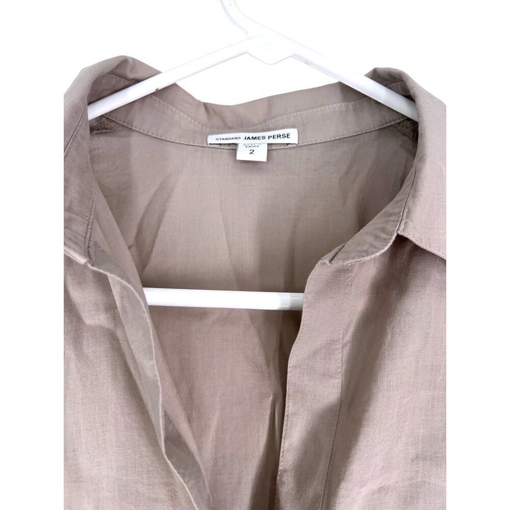 James Perse M button-up shirt rib panel Top Luxury Basic Revolve Short Sleeve - Picture 3 of 5